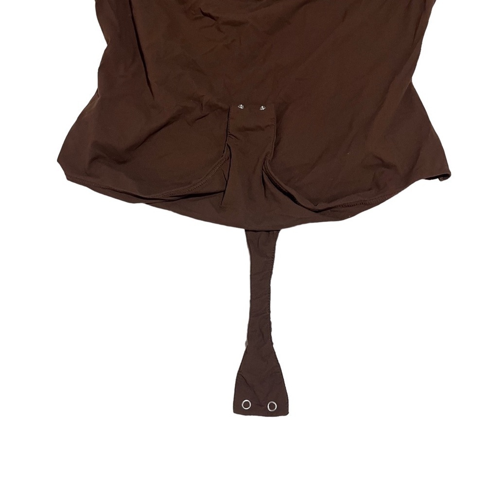 Skims Fits Everbody Square Neck Bodysuit Thong Size 2X Cocoa Brown Snap Gusset - Picture 5 of 6